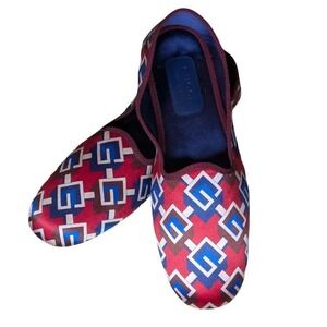 Gucci Men's Geometric G Logo Print Satin Slipper Shoes Italy Sz 15 NIB $398